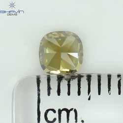 0.51 CT Cuhion Shape Natural Diamond Green Yellow (Chameleon) Color SI2 Clarity (4.43 MM)