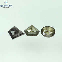 1.03 CT/3 PCS Mix Shape Natural Diamond Salt And Pepper Color I3 Clarity (6.10 MM)