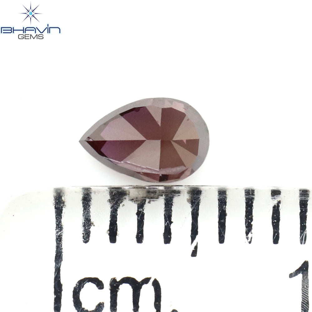 0.22 CT Pear Shape Natural Diamond Enhanced Pink Color VS2 Clarity (4.83 MM)
