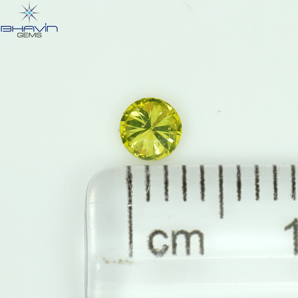 0.16 CT Round Shape Natural Diamond Green Yellow Color SI1 Clarity (3.50 MM)