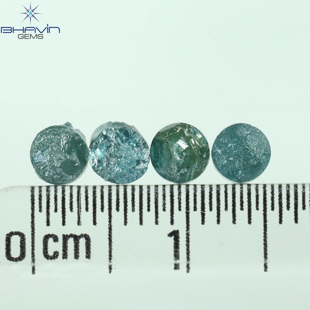 1.05 CT、ノーカット ポルキ シェイプ、天然ダイヤモンド、ブルー カラー、I3 クラリティ (5.42 MM)
