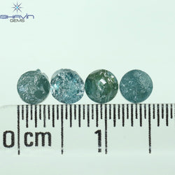 1.05 CT、ノーカット ポルキ シェイプ、天然ダイヤモンド、ブルー カラー、I3 クラリティ (5.42 MM)