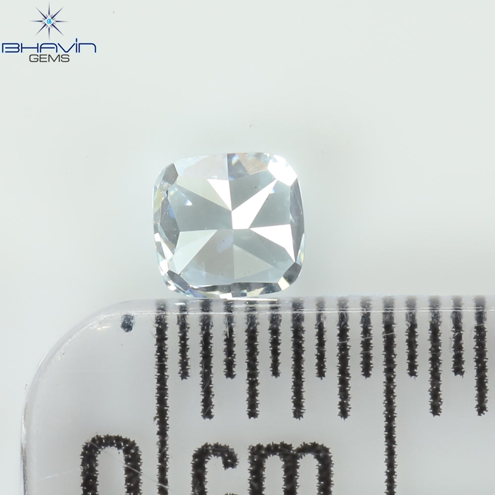 0.23 CT クッション シェイプ 天然ダイヤモンド グリーンがかったブルー カラー VS2 クラリティ (3.30 MM)