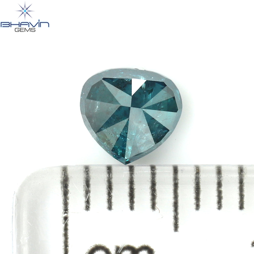 0.46 CT Heart Shape Natural Diamond Blue Color I3 Clarity (4.66 MM)