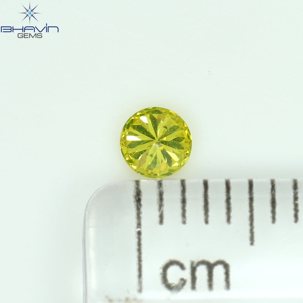 0.12 CT Round Shape Natural Diamond Green Yellow Color SI1 Clarity (3.19 MM)