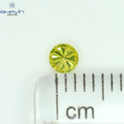 0.12 CT Round Shape Natural Diamond Green Yellow Color SI1 Clarity (3.19 MM)