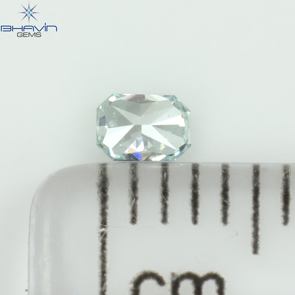 0.10 CT Radiant Shape Natural Diamond Greenish Blue Color VS1 Clarity (3.13 MM)