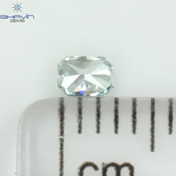 0.10 CT Radiant Shape Natural Diamond Greenish Blue Color VS1 Clarity (3.13 MM)