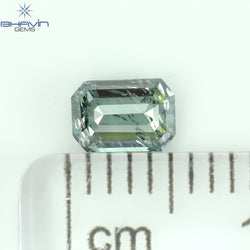 0.45 CT エメラルド シェイプ ナチュラル ダイヤモンド ブルー カラー I1 クラリティ (5.07 MM)