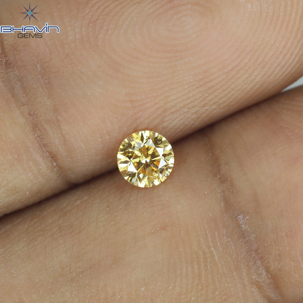 0.23 CT Round Shape Natural Diamond Orange Color VS2 Clarity (0.23 MM)
