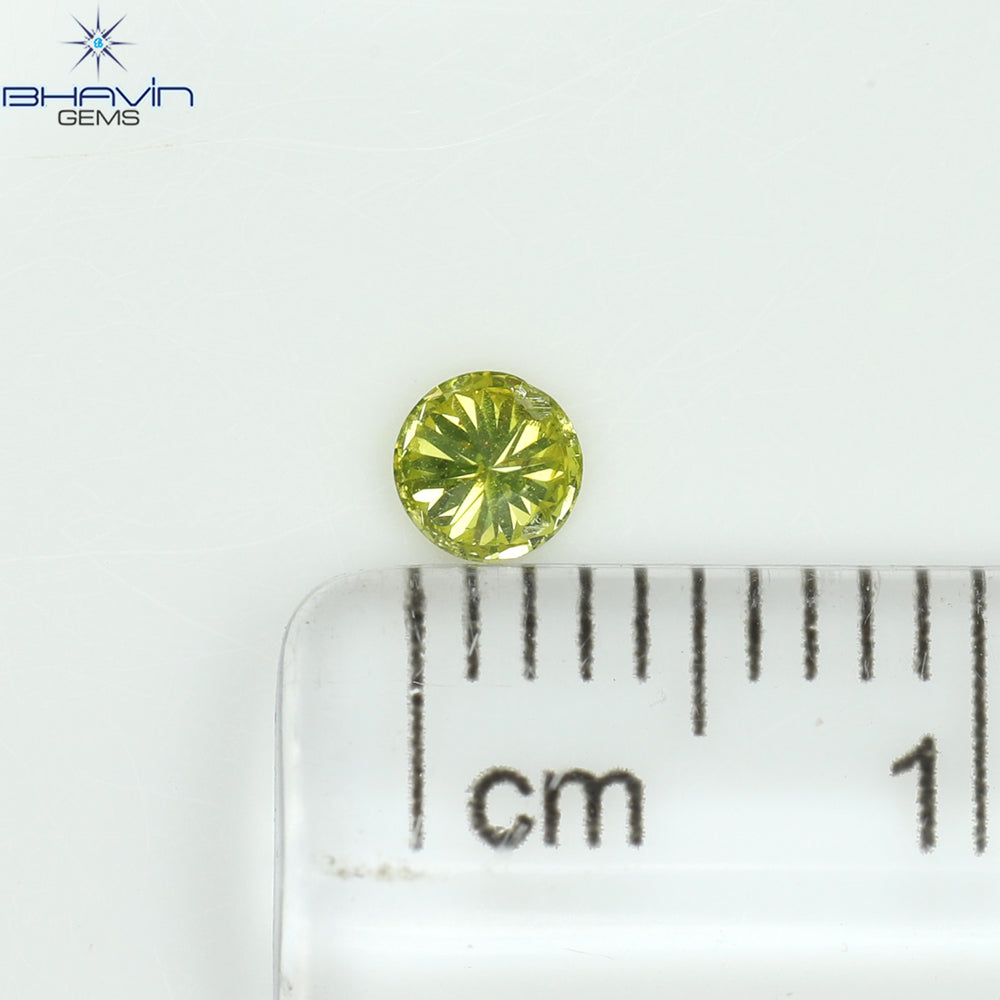 0.14 CT Round Shape Natural Diamond Green Yellow Color SI2 Clarity (3.35 MM)