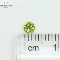 0.14 CT Round Shape Natural Diamond Green Yellow Color SI2 Clarity (3.35 MM)