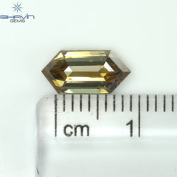 1.58 CT Hexagon Shape Natural Diamond Champagne Color I1 Clarity (10.80 MM)