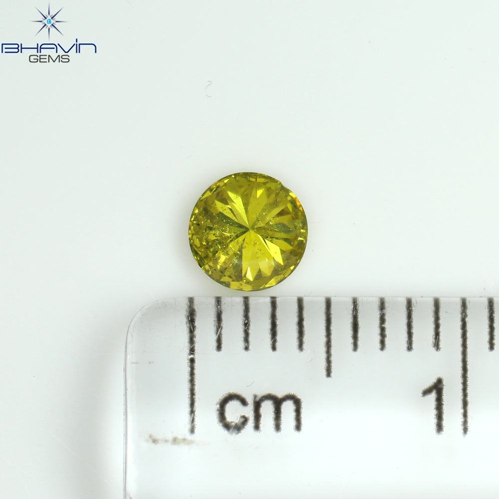 0.31 CT Round Shape Natural Diamond Green Yellow Color I1 Clarity (4.39 MM)