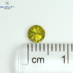 0.31 CT Round Shape Natural Diamond Green Yellow Color I1 Clarity (4.39 MM)