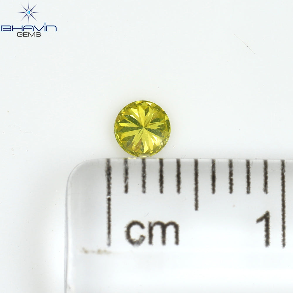 0.13 CT Round Shape Natural Diamond Green Yellow Color SI1 Clarity (3.26 MM)