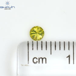 0.13 CT Round Shape Natural Diamond Green Yellow Color SI1 Clarity (3.26 MM)