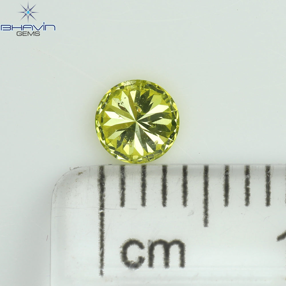 0.26 CT Round Shape Natural Diamond Greenish Yellow Color SI1 Clarity (4.11 MM)
