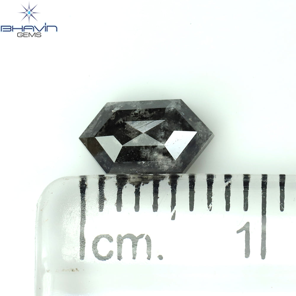 0.85 CT Hexagon Shape Natural Loose Diamond Salt And Pepper Color I3 Clarity (7.50 MM)