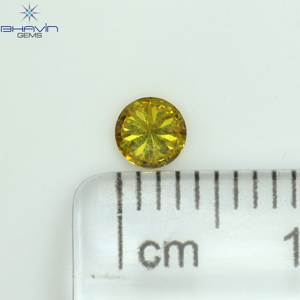 0.18 CT Round Shape Natural Diamond Vivid Yellow (Canary) Color SI1 Clarity (3.58 MM)