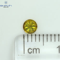 0.18 CT Round Shape Natural Diamond Vivid Yellow (Canary) Color SI1 Clarity (3.58 MM)