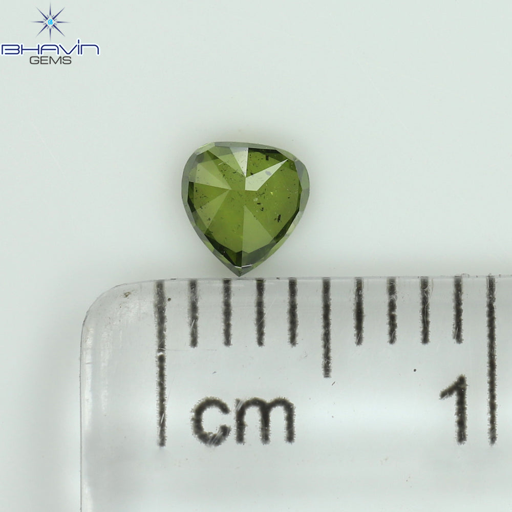 0.24 CT Heart Shape Natural Diamond Green Color SI1 Clarity (4.11 MM)