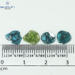1.66 CT/4 Pcs Slice Shape Natural Diamond Blue Green Color I3 Clarity (7.70 MM)