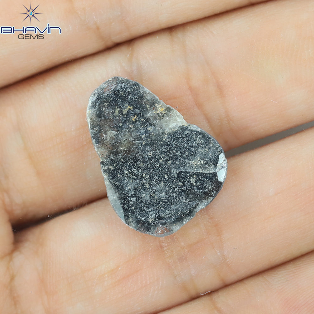 3.28 CT Slice Shape Natural Diamond Black (Salt And Pepper) Color I3 Clarity (19.36 MM)