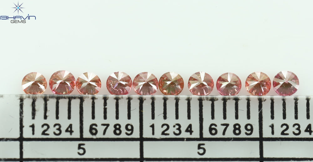 0.42 CT/10 個 ラウンド シェイプ ナチュラル ルース ダイヤモンド ピンク カラー SI クラリティ (2.25 MM)