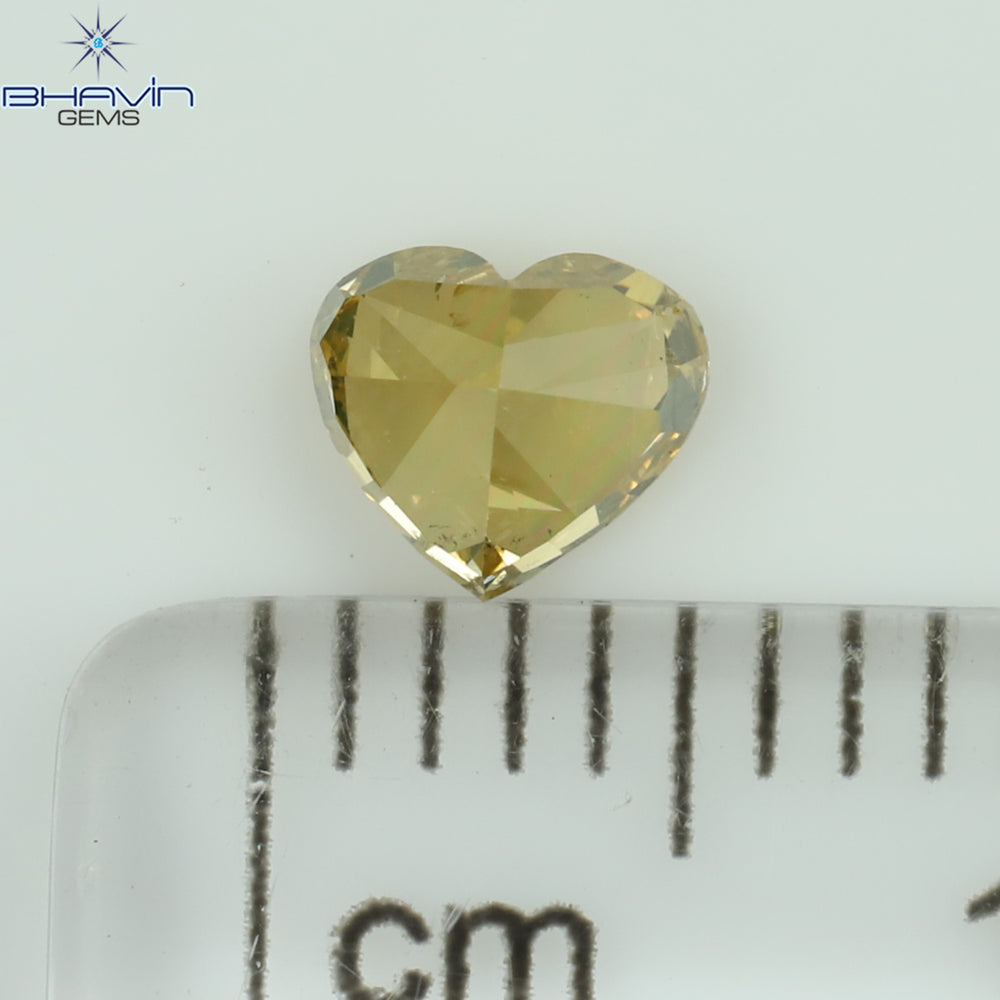 0.45 CT Heart Shape Natural Diamond Brown Yellow Color SI1 Clarity (4.73 MM)