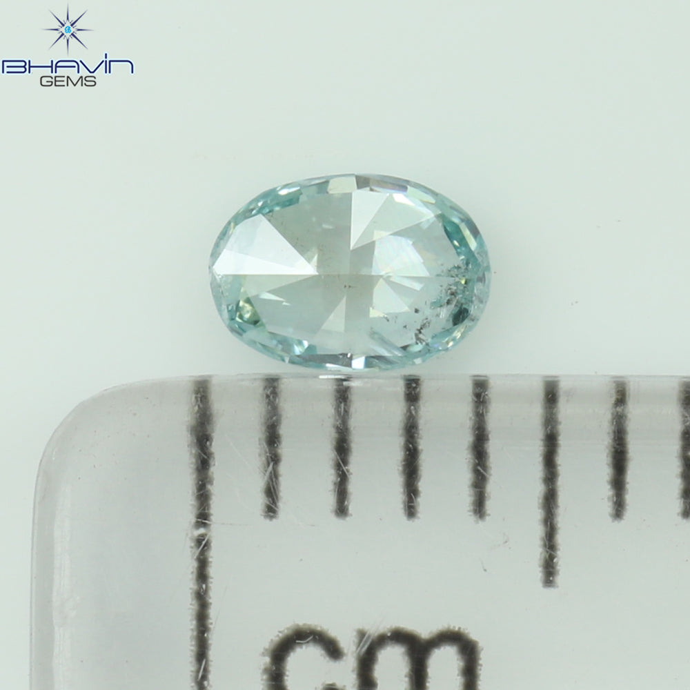 0.14 CT Oval Shape Natural Diamond Greenish Blue Color SI1 Clarity (4.07 MM)