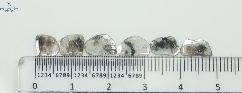 2.48 CT/6 Pcs Slice Shape Natural Diamond Salt And Pepper Color I3 Clarity (9.15 MM)