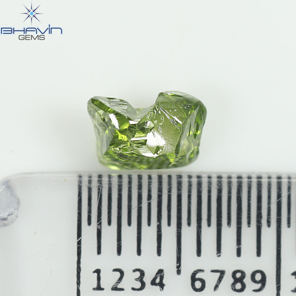 0.62 CT, Rough Shape, Natural Diamond, Green Color, VS2 Clarity (5.96 MM)