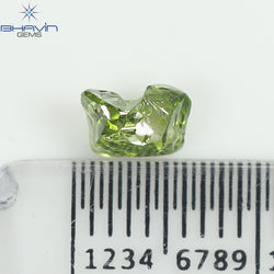 0.62 CT, Rough Shape, Natural Diamond, Green Color, VS2 Clarity (5.96 MM)