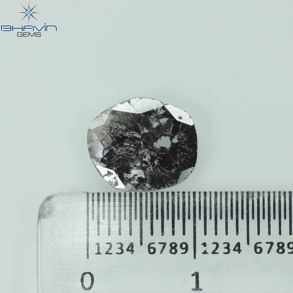1.06 CT Slice Shape Natural Diamond Salt And Pepper Color I3 Clarity (10.26 MM)