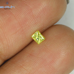 0.14 CT Princess Shape Natural Diamond Greenish Yellow Color VS1 Clarity (2.87 MM )
