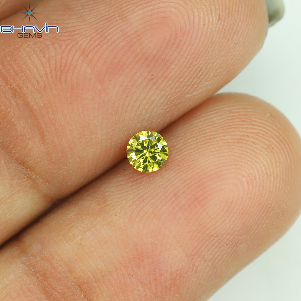 0.14 CT Round Shape Natural Diamond Green Yellow Color VS2 Clarity (3.28 MM)