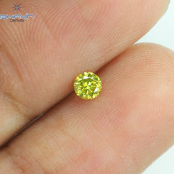 0.13 CT Round Shape Natural Diamond Green Yellow Color SI1 Clarity (3.26 MM)