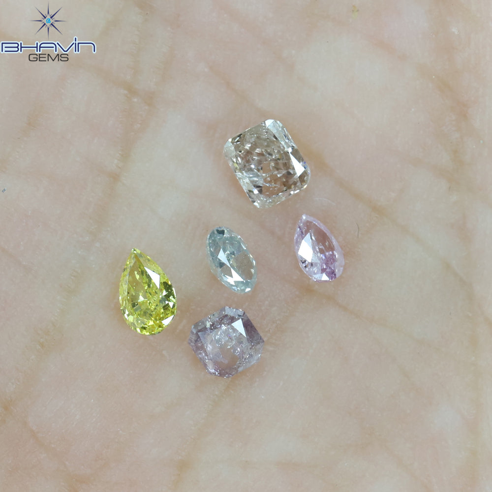 0.51 CT/5 Pcs Mix Shape Natural Diamond Mix Color I1 Clarity (3.50 MM)