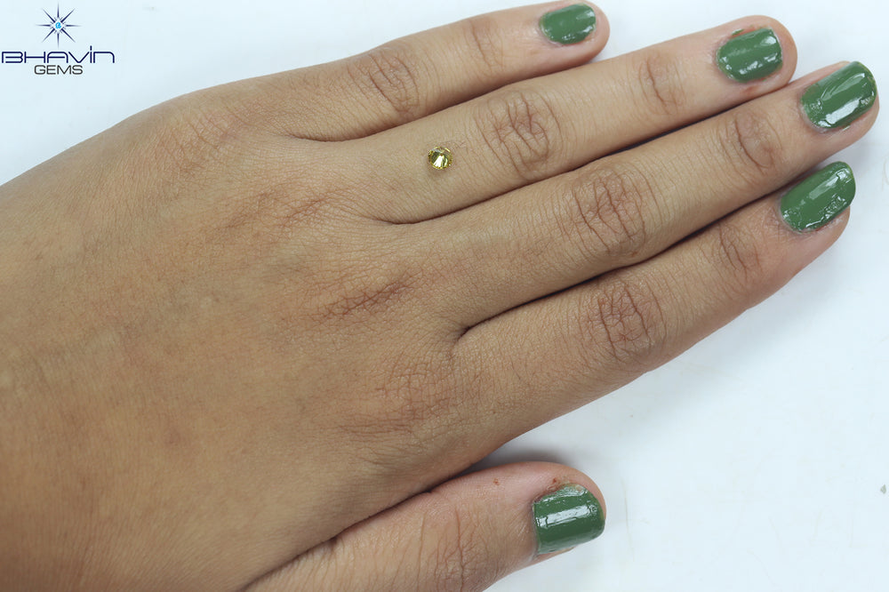 0.21 CT Round Shape Natural Diamond Orange Color SI2 Clarity (3.80 MM)