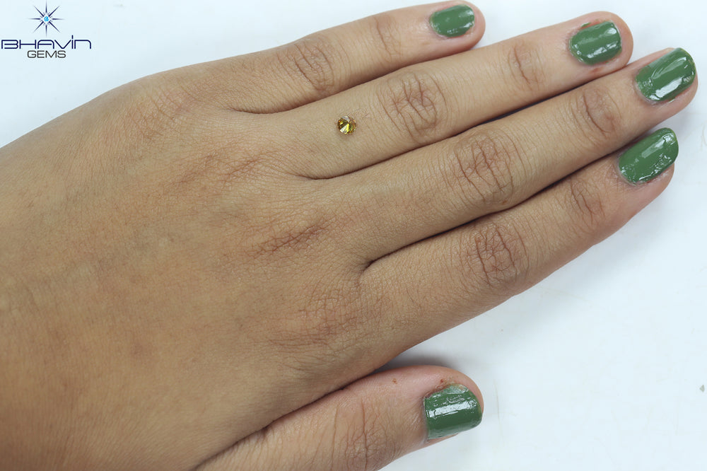 0.18 CT Round Shape Natural Diamond Orange Yellow Color SI2 Clarity (3.69 MM)