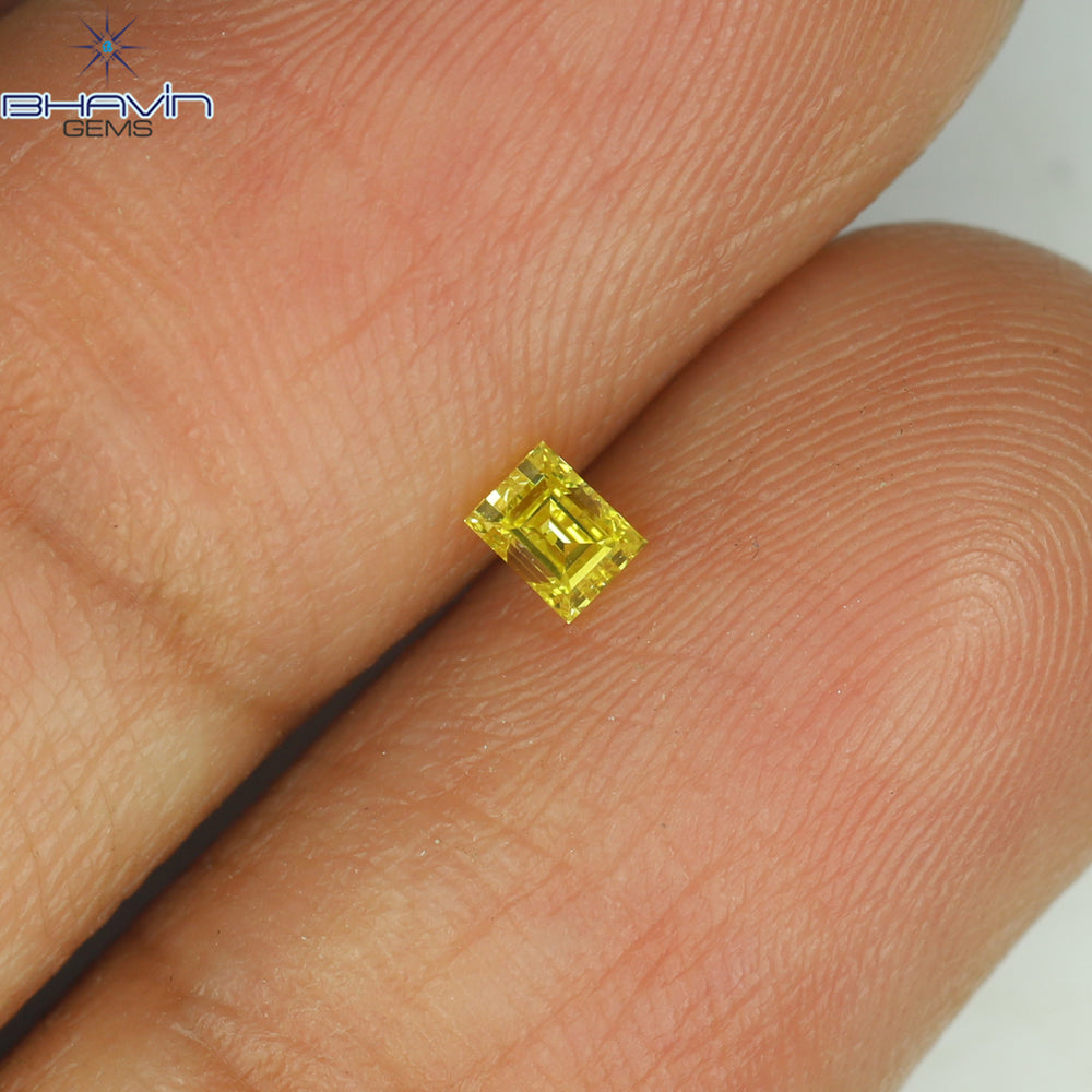 0.14 CT Square Cut Natural Diamond Enhanced Yellow Color SI1 Clarity (2.92 MM)