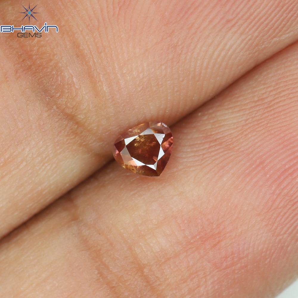 0.27 CT Heart Shape Natural Diamond Enhanced Pink Color I1 Clarity (3.99 MM)