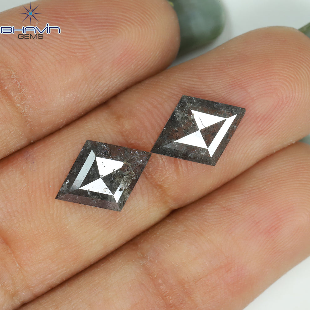 2.35 CT/2 Pcs Kite Diamond Natural Loose Diamond Salt And Pepper Color I3 Clarity (11.38 MM)