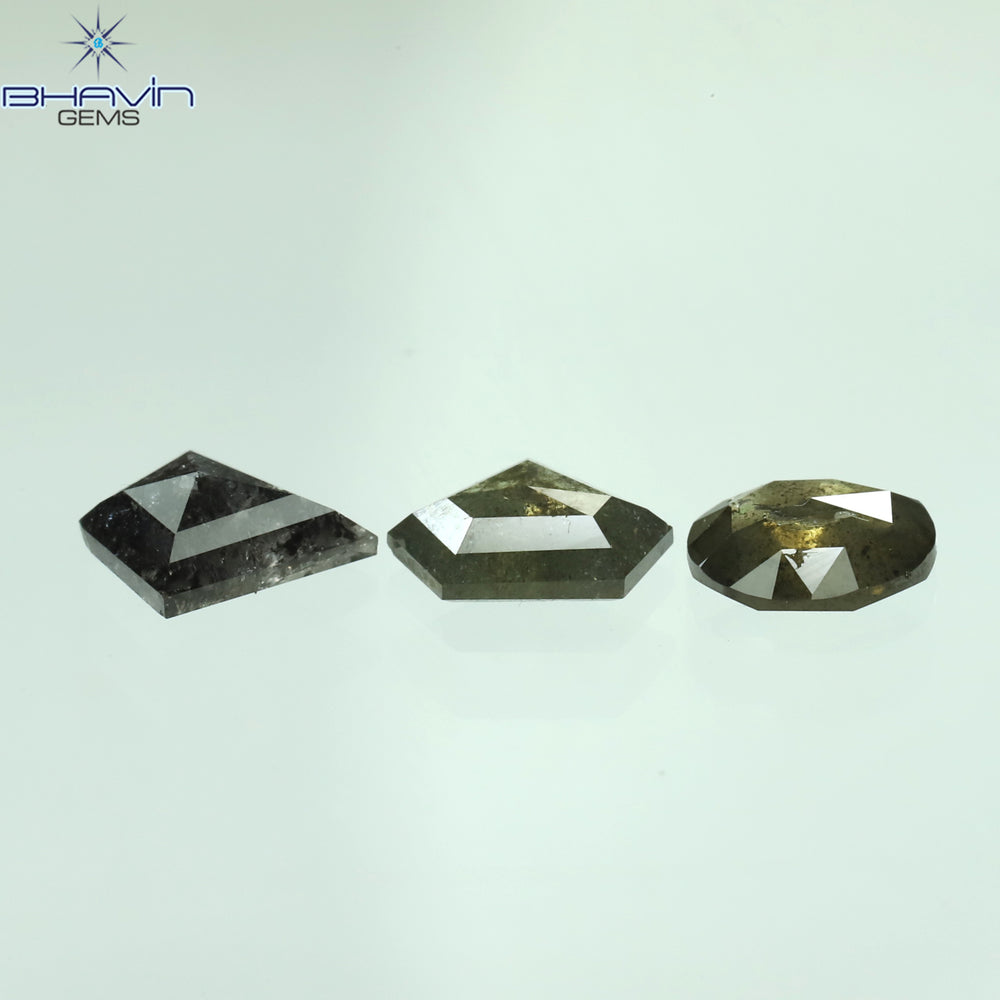 1.03 CT/3 PCS Mix Shape Natural Diamond Salt And Pepper Color I3 Clarity (6.10 MM)