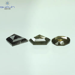 1.03 CT/3 PCS Mix Shape Natural Diamond Salt And Pepper Color I3 Clarity (6.10 MM)