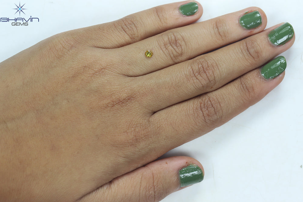 0.16 CT Round Shape Natural Diamond Vivid Yellow (Canary) Color SI1 Clarity (3.56 MM)