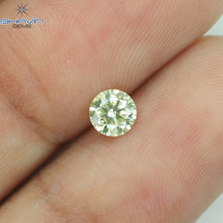 0.32 CT Round Shape Natural Diamond Greenish Yellow Color SI1 Clarity (4.32 MM)