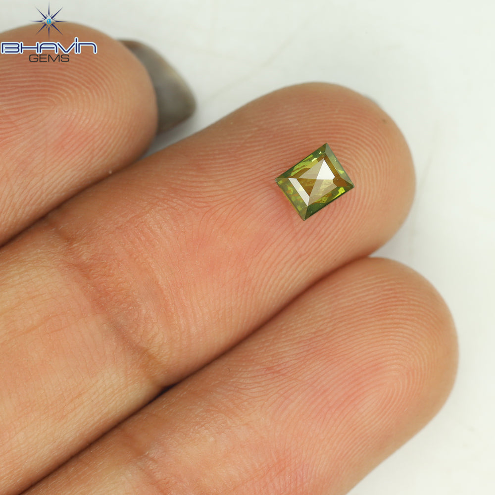 0.32 CT Square Cut Natural Diamond Enhanced Green Color SI1 Clarity (4.23 MM)