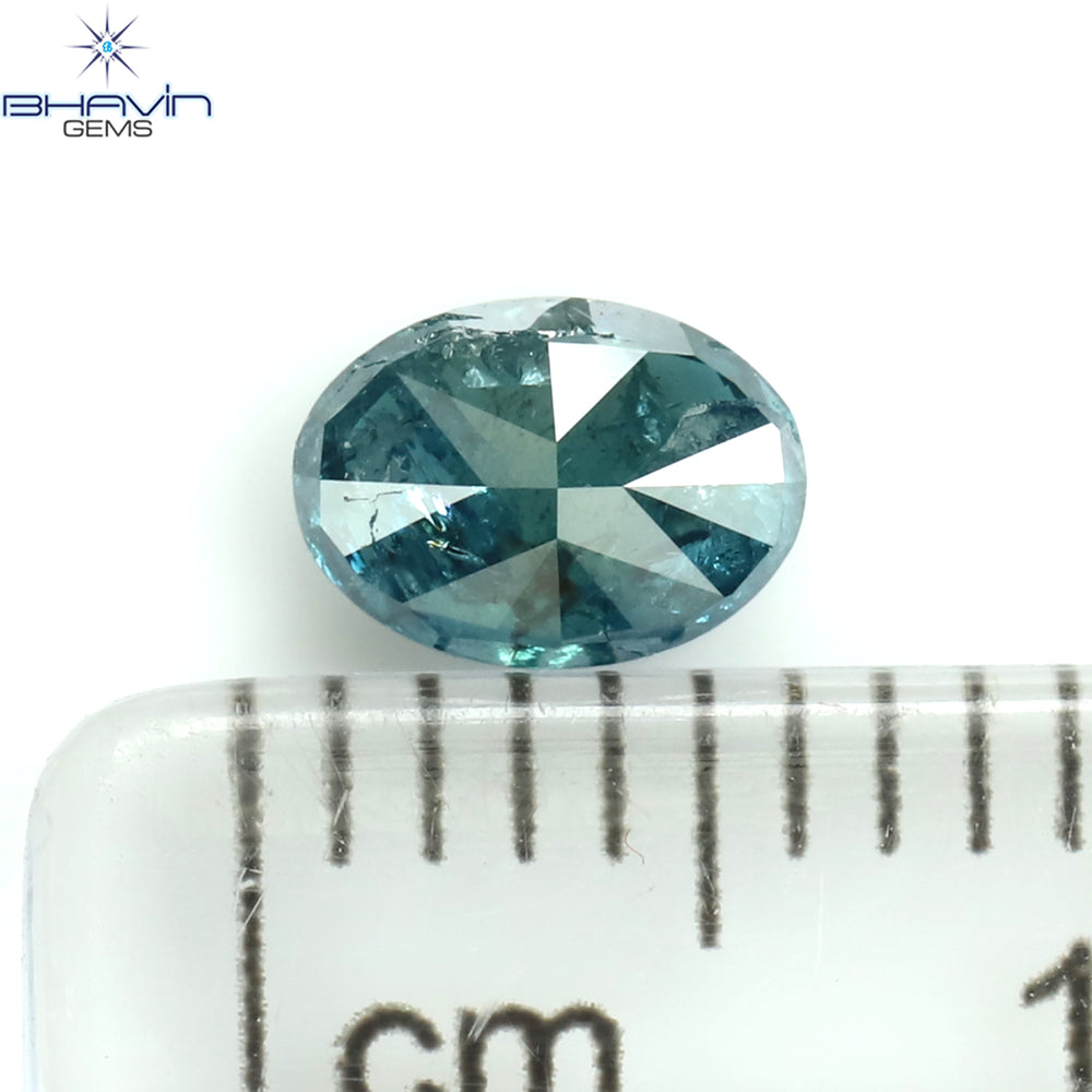 0.45 CT Oval Shape Natural Diamond Enhanced Blue Color I3 Clarity (5.63 MM)